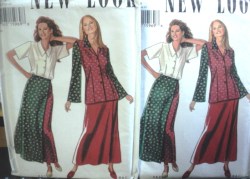 6286 SS-LS BLOUSE,LONG FLARE CONTRAST OR NOT SKIRT PATTERN 8-18